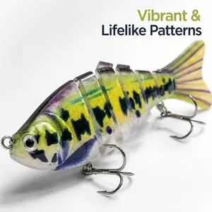 3PCS Real Swim 6-Segment Hard Lures 10cm 16g, 3D Imitation Eyes with Super Sharp Treble Hooks fishing stuff