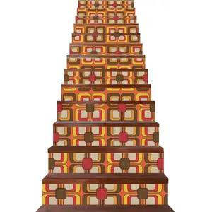 Retro 70s Mid Mod Geometric Peel And Stick Stair Risers