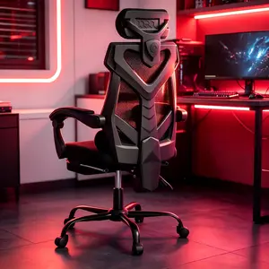 Mr IRONSTONE Ergonomic Office Chair with Footrest & Adjustable Lumbar Support, High Back Home Desk Chair with Armrest, 90-145° Tilt Lock and Wide Cushion, Big and Tall Mesh Chairs for Man Woman, Black Task Chair, 400lbs Capacity