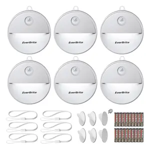 #fathersdaygift EverBrite LED Motion Sensor Night Light, Automated On & Off, Cool White Motion Activated LED Night Light for Kitchen, Bathroom, Stairs, Bedroom - with 18 AAA Batteries, 6-Pack
