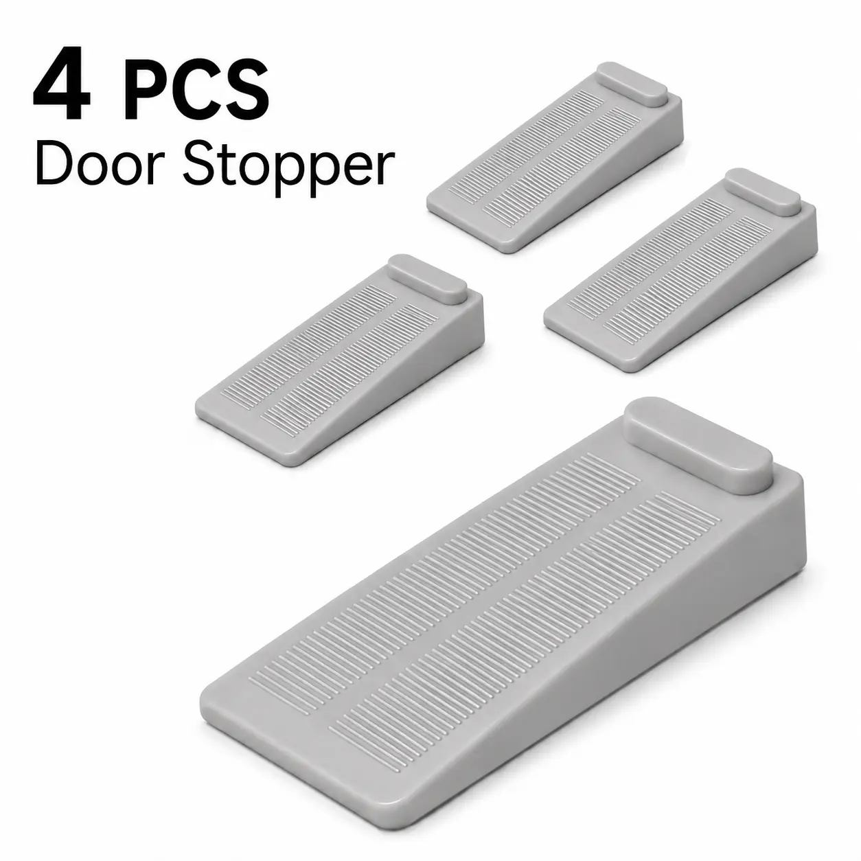 4 Pack Premium Silicone Door Stopper Wedge Heavy Duty Anti-Slip Floor Door Block No Drilling Non-Scratch Door Holder for Hardwood Tile Laminate Carpet All Indoor Floors Home Bedroom Bathroom Kitchen Office Use