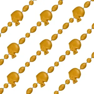 212 MAIN Non-Metallic Helmet-Shape Tiny Bead Plastic Chain Football Necklaces, Yellow - Pack of 12