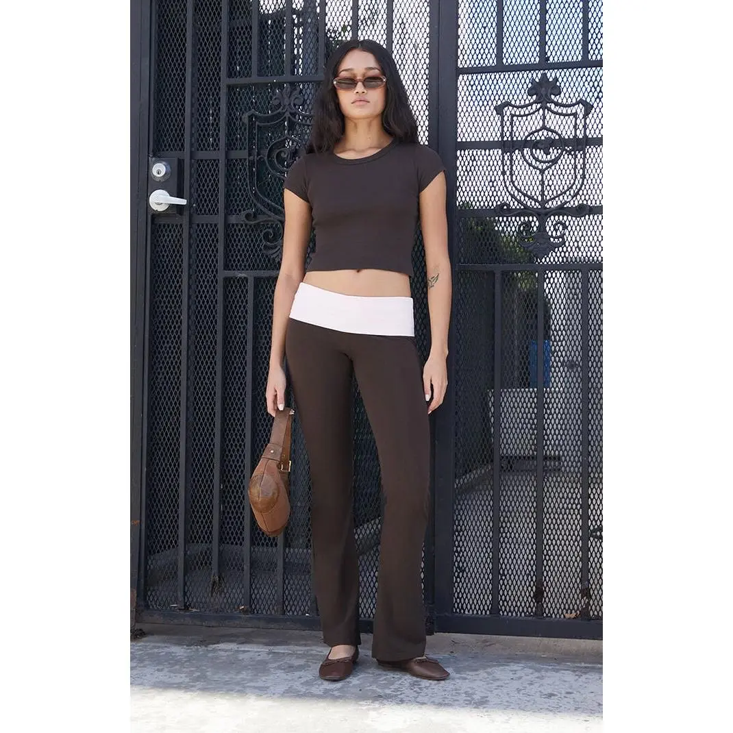 John Galt Women's Brown Contrast Priscilla Flare Pants John Galt Women's Brown Contrast Priscilla Flare Pants