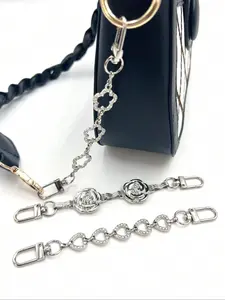 Full Diamond Heart Bag Extender Chain, Rose Flower Extension Chain, Elegant Chain Strap, Gift for Girlfriend, Birthday Christmas New Year Present