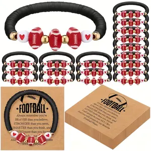 20pcs Football Party Favors - Adjustable Elastic Bracelets with Team Spirit Gifts, Perfect Game Day Cheerleader Bracelets, Christmas, Birthday Parties Gift