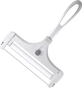 Cheese Slicer with Wire Adjustable Cheese Slicer Heavy Duty Stainless Steel Cheese Slicers for Soft Semi Hard Block Cheese(Silver)