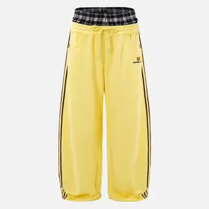 AELFRIC EDEN Plaid Patchwork Sweatpants Super Baggy Casual Sport Trousers for Men 100% Cotton Soft Comfy High Rise Loose Fit