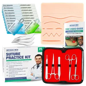 Suture Practice Kit for Medical Students Including Large Silicone Pad, Suture Threads, Tool Kit, Knot Board and Suture Video Course