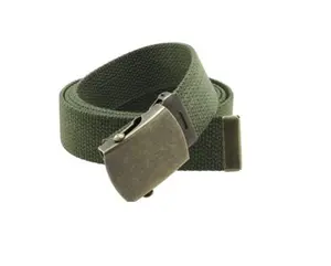 Military Canvas Webbing Belts Polished Silver Slider Buckle Heavy Duty Adjustable