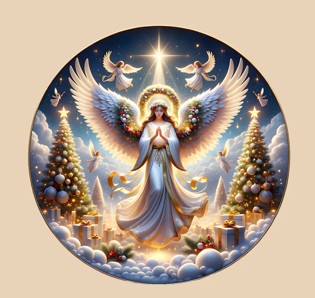 Festive Angel-Themed Round Aluminium Artificial Wreath Home Sign - 0.25 Gauge Durable Aluminium, Bright Handmade Ornaments, Heat-Resistant Outdoor Safe Holiday Wall Decor Plaque
