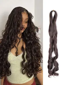 French Curly Braiding Hair,24 Inch Loose Wavy 1 Pack Bouncy French Curl Braiding Hair Extensions 75g/Pack Synthetic Crochet Hair Extensions