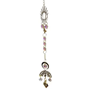 Sun Catcher -Multiple Designs Avail -  Window Hanger with Glass Sun reflecting and Gold Decorative Pieces for Home Decor Hanging Hangable Decoration