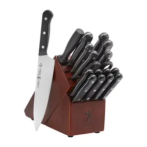 HENCKELS Solution 18-pc Knife block set, Chef Knife, Steak Knife, Utility Knife, Dark Brown, Stainless Steel
