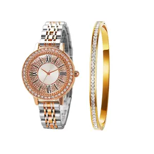Women's Watch Set Premium Crystal Accented Bangle Watch and Bracelet Watch Gifts for Women