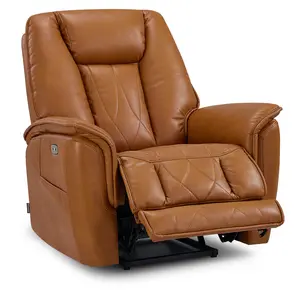 MCombo Triple Motors Lay Flat Recliner for Adults, Oversized Leather Recliner Chair with Power Headrest, Infinite Position, USB & Type-C Charging Ports HTS526