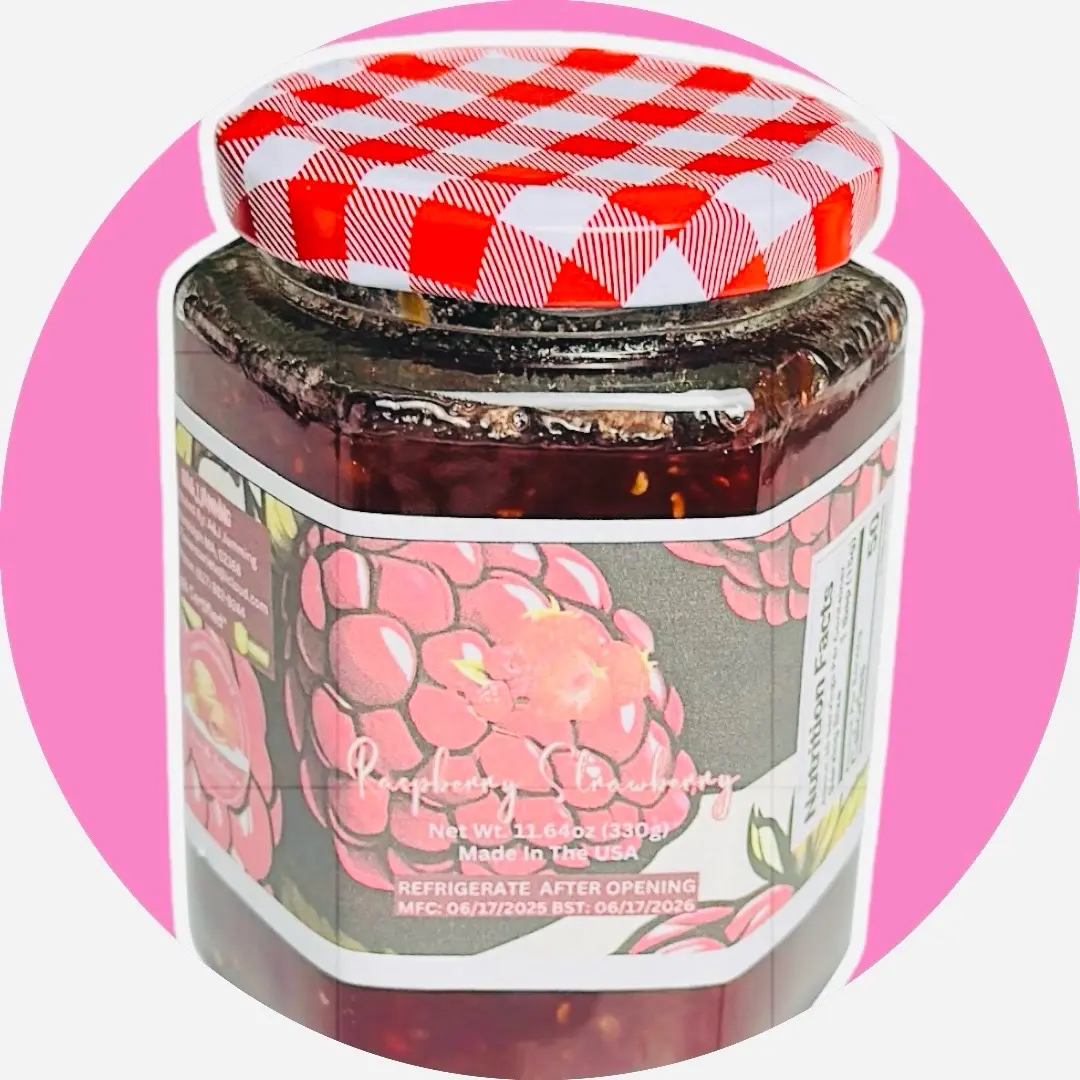 New Raspberry & Strawberry Jam Sweet Flavor Dip Fruity Spreadable Dessert Made in USA 11.84oz Natural