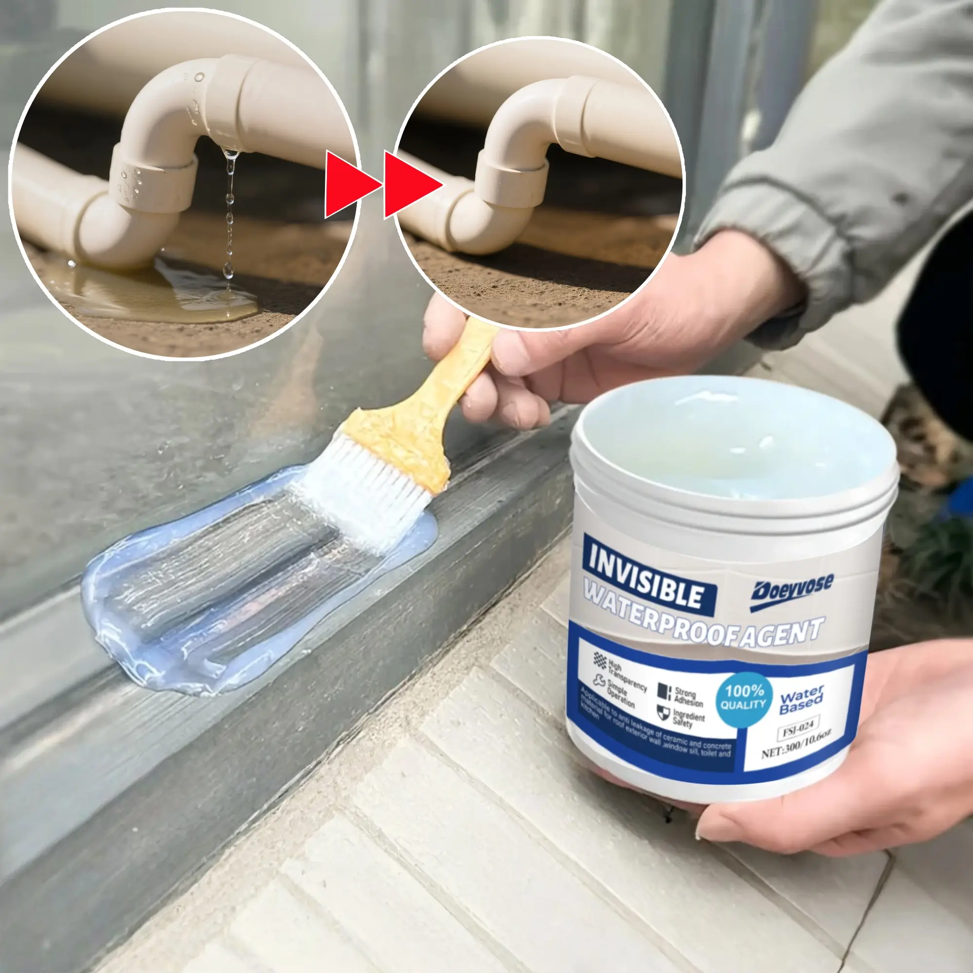 Waterproof Agent 100g/300g/500g, Invisible Liquid Waterproof Sealant, Crack Repair & Water Seepage Prevention, Ideal for Rvs/bathrooms/kitchens/fish Pools/water Tanks, Leak Proof, Waterproof Sealing Coating