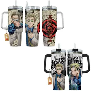Kento Nanami Jujutsu Kaisen JJK Anime Manga 40oz Tumbler Stainless Steel with Straw, Lid and Handle - Double Wall Insulated Flasks – Perfect Gift for Fans