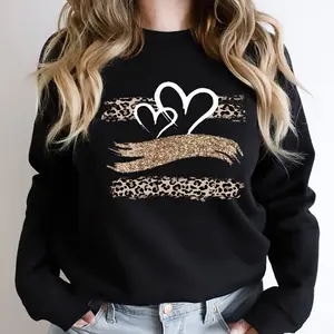 4 Pieces Leopard Heart Pattern Heat Transfer Vinyl Stickers Iron on Decals for Clothing T Shirts Masks Jeans Backpacks