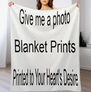 Custom Photo Blanket Personalized Flannel Fleece Blankets with Your Own Pictures, Customized Gift for Family Friends Kids, Soft Throw Blanket for Sofa Couch Bed