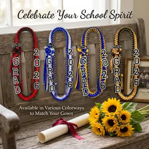 2026 Graduation Leis Class of 2026 Grad Ribbon Money Lei Handmade Double Braided Necklace for Graduation Gifts Supplies