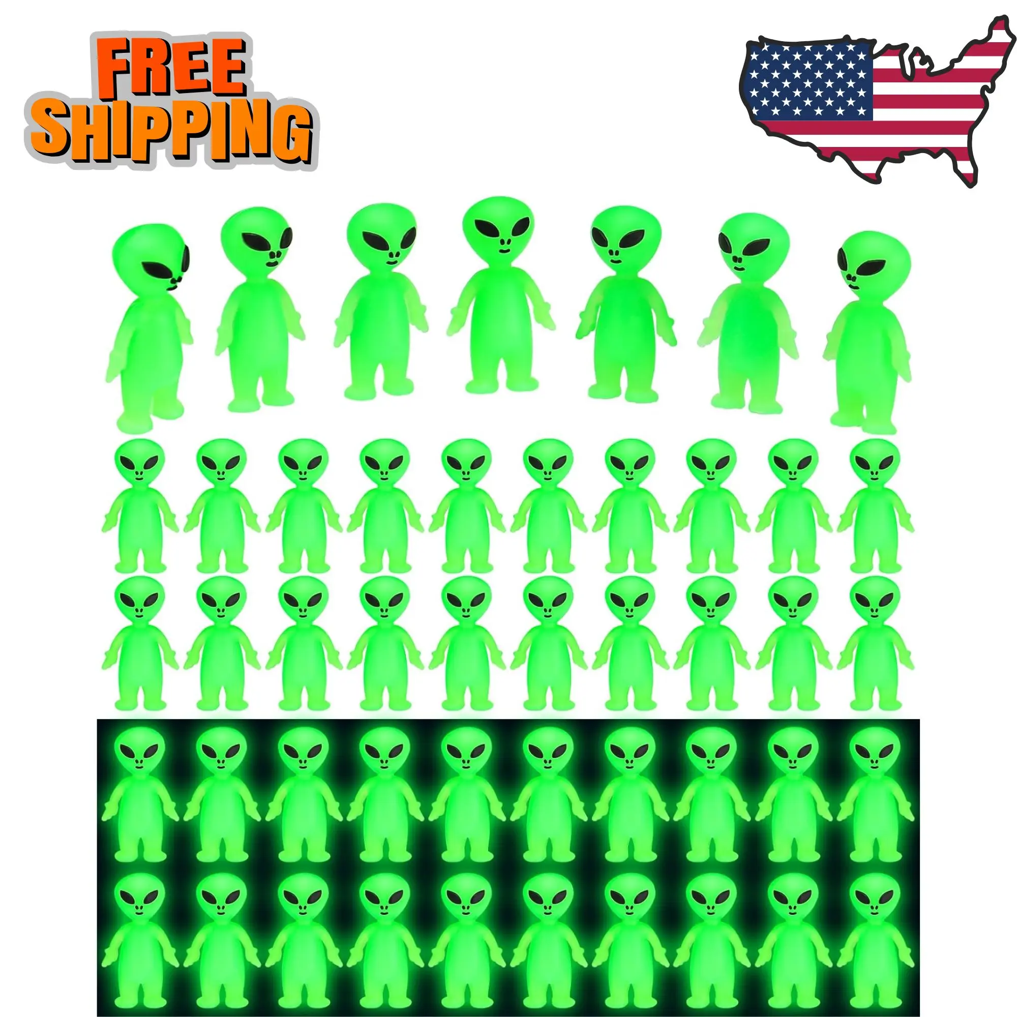 25 Pcs Mini Alien Figures to Hide and Seek Glow in the Dark Green Little Tiny Aliens Figurine