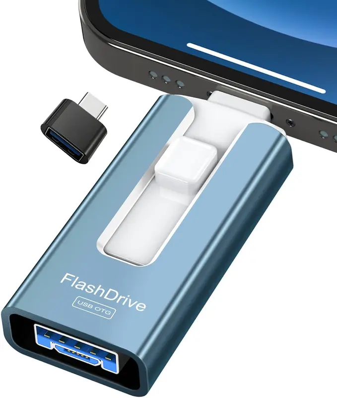 2TB 4-in-1 Portable USB 3.0 Flash Drive – OTG For IPhone, Android, PC, Mac – Silver