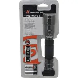 Streamlight White LED Bulb, 120 Lumens, Industrial/Tactical Flashlight Black Aluminum Body, 2 Lithium Batteries Included 51037