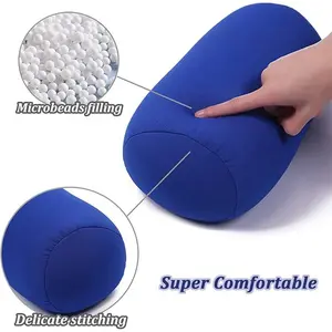 Soft Microbead Neck Pillow, Round Cylindrical Support Cushion for Home Bed Sofa Travel Rest, 15x6 Inch, 1 Piece