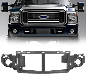 Front Header Panel Compatible with 2005-2007 Ford F250 F350 F450 F550 Super Duty Excursion Replacement for FO1221135, FO1220240, 6C3Z8A284A Headlight Headlamp Mounting PP Plastic Black 3Pcs