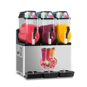 110V Commercial Slushy Machine 45L 3 Tank 1100W Stainless Steel Margarita Frozen Drink With Powerful Compressor Efficient Cooling