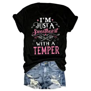 Casual Short-Sleeve Round-Neck T-Shirt with a Western Letter Print, Perfect for Spring And Summer, Designed for Women