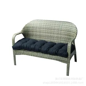 Outdoor Bench Cushion 51.2"x19.7"x3.2" - Tufted Overstuffed Swing Pad with Thick Cotton Filler, Comfortable Durable Patio Cushion for Porch Hammock Egg Chair Garden Lounger Indoor/Outdoor Furniture Black/Grey Set of 1