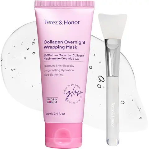 Terez & Honor Peel-Off Face Mask - Hydrating Korean Overnight Collagen Face Mask for Firm, Glowing, Plump Skin, All Skin Types, 100Dalton Formula, 3.4 FL OZ