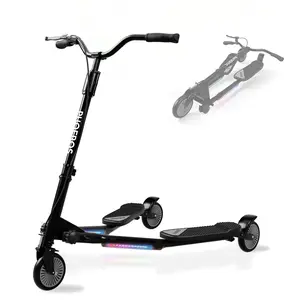 PHOEROS Upgraded Swing Wiggle Scooter, 3 Wheels Drifiting Kick Scooter for Kids Ages 6-12,Teens & Adults, Youth Drifting Scooter with LED Light /7 Height Adjustable/Foldable Best Gift for Kids/Youth.