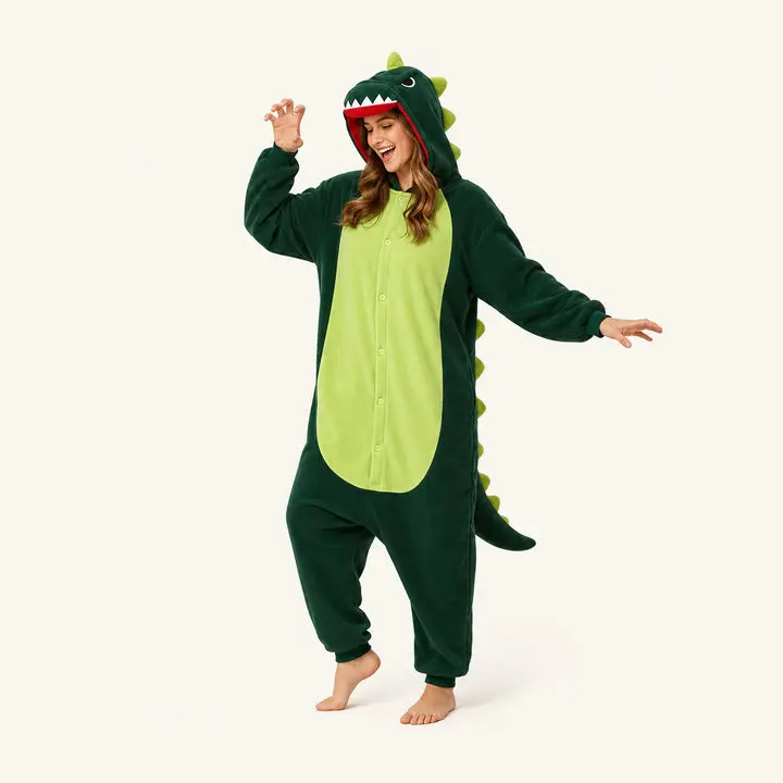 Green Dinosaur Kigurumi Onesie, Soft Loungewear for Sleep & Relaxation