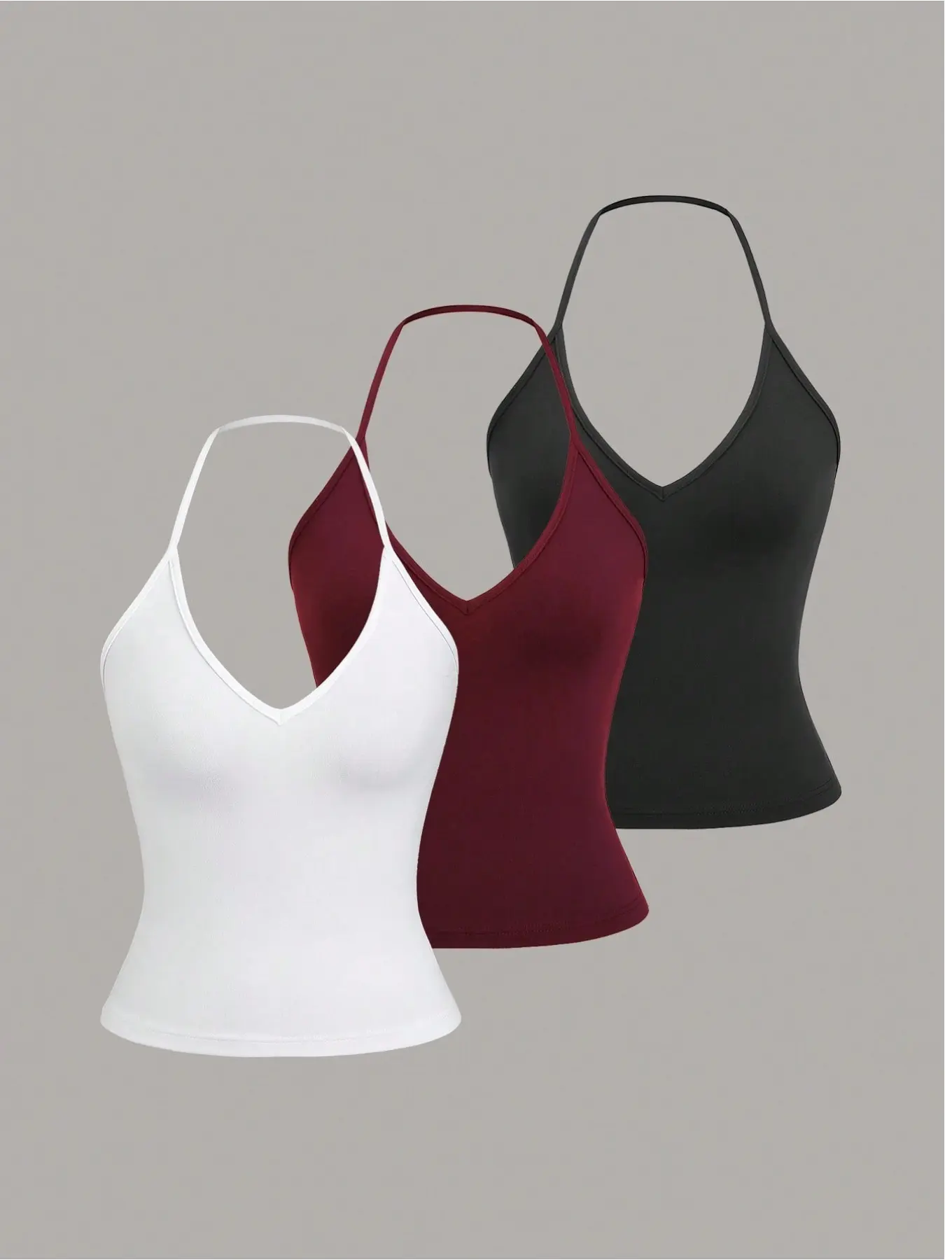 Trendy, casual, Basic halter neck elegant sleeveless knit camisole, perfect for everyday wear or layering, Womenswear Tops, Halter Tank Tops