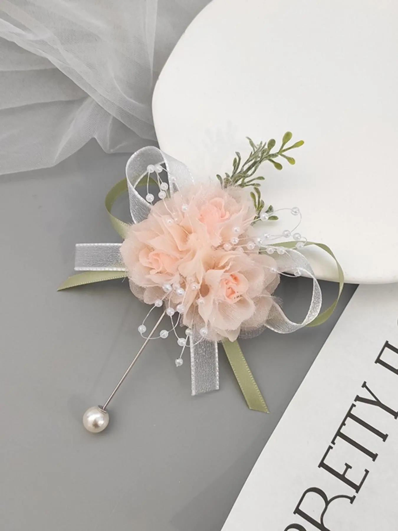 Ditsy Floral Design Boutonnieres, Handmade Chiffon Boutonnieres, Wedding Party Decoration Supplies, Wedding Bridal Party Accessories, Floral Pins, Corsage Accessory