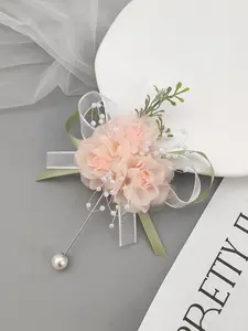 Ditsy Floral Design Boutonnieres, Handmade Chiffon Boutonnieres, Wedding Party Decoration Supplies, Wedding Bridal Party Accessories