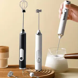 USB Rechargeable Handheld Electric Milk Frother, 3 Speed Adjustable Foam Maker with 2 Heads, Coffee & Hot Chocolate Mixer, Kitchen Appliances for Home Use, USB Charging