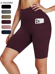 Women's 5 Inch Inseam High Waist Biker Shorts, Super Soft Tummy Control Pocket Design, Ideal for Workouts & Daily Wear, Yoga Workout Shorts