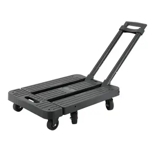 212 MAIN Baby & Maternity Heavy Duty Collapsible Utility Dolly Platform Crate - 6 Omnidirectional Wheels, Telescopic Adjustable Height Handle, for Heavy Transport (Black)