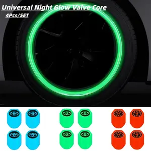 4 Pcs Car Tire Glow Valve Stem Caps, Universal Fit for Cars Bikes Motorcycles, Fits Toyota Full Range, Car Decoration Accessories