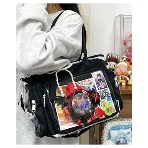 New Japanese Style Transparent Crossbody Bag Cute Candy Color Commuting Shoulder Bag for Girls Simple and Casual Texture Ita Bag