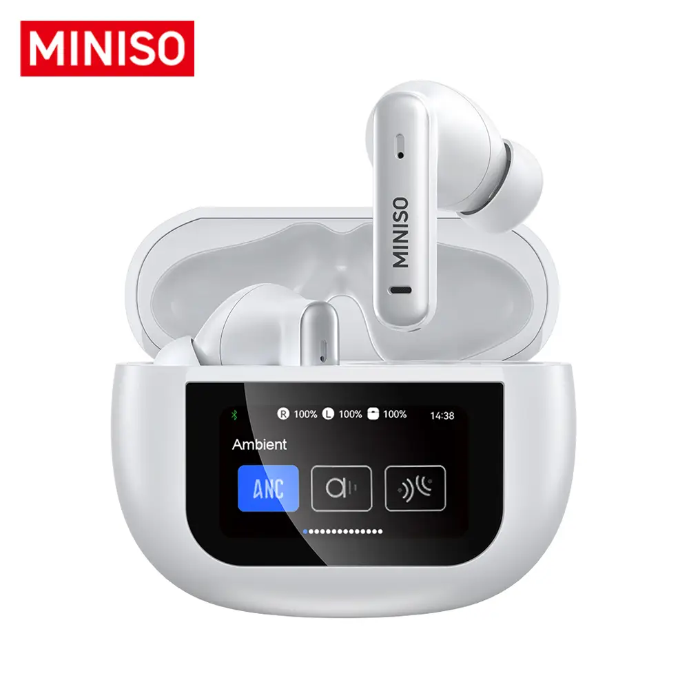 MINISO X25 TWS Bluetooth Headphones,Earbuds with Full Color Display, ANC Noise Cancelling , in-Ear Earphone for iPhone Andriod Sport/Workout/Running A