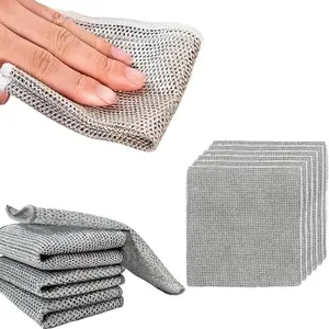 2/10/30pcs Non-Scratch Wire Dishcloth, Multipurpose Wire Dishwashing Rags for Wet and Dry,CleaningDishTowels for KitchenSinks,Pots,Pans Synthetic Pack