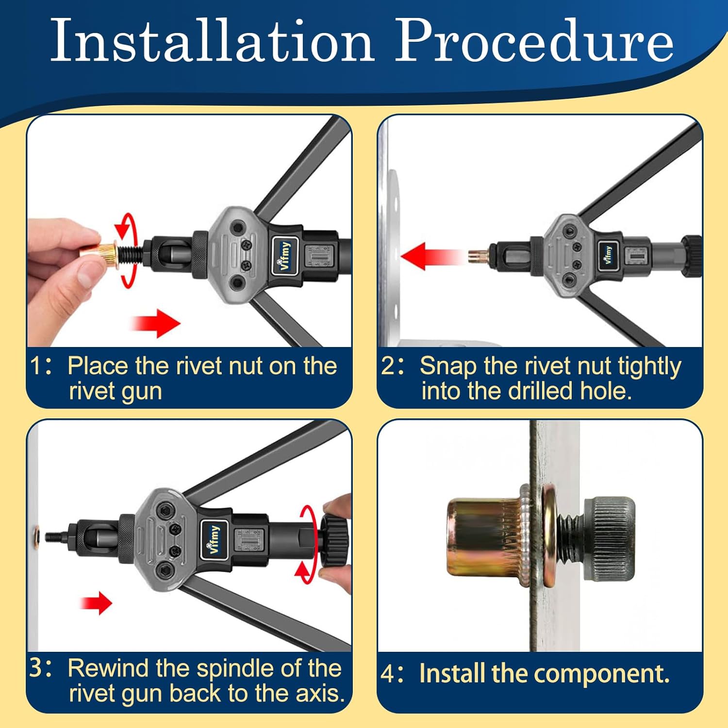 1/4 Rivet Nut, 115Pcs Carbon Steel Zinc Rivet Nuts 1/4-20, 1 4 20 Threaded Insert Rivnut, Flat Head 1 4 x 20 UNC Rivets Nutsert, 1 4 RIV Nuts