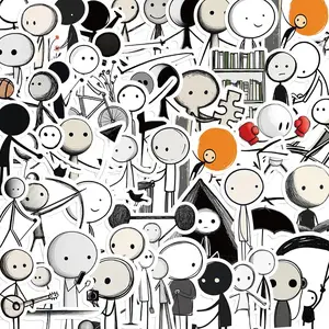 Emotional Stick Figure Sticker, 50pcs/set Cartoon Paper Doll Sticker, DIY Decorative Sticker for Phone Case, Computer, Guitar, Bag, Water Cup, Scrapbook, Screen Protector