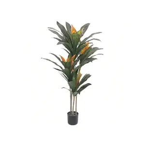 Green-150cm Artificial Dracaena Plant Indoor Fake Tree, Tall Fake Floor Plants With White Planter, Artificial Yucca Tree For Home Office Living Room Bedroom Farmhouse Modern Outdoor Topiary Tree Decor Decorative