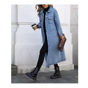 Women Button Front Open Denim Coat,Elegant Casual Long Sleeve Denim Jacket,Suitable for Spring and Autumn,Women Daily Wear Clothing